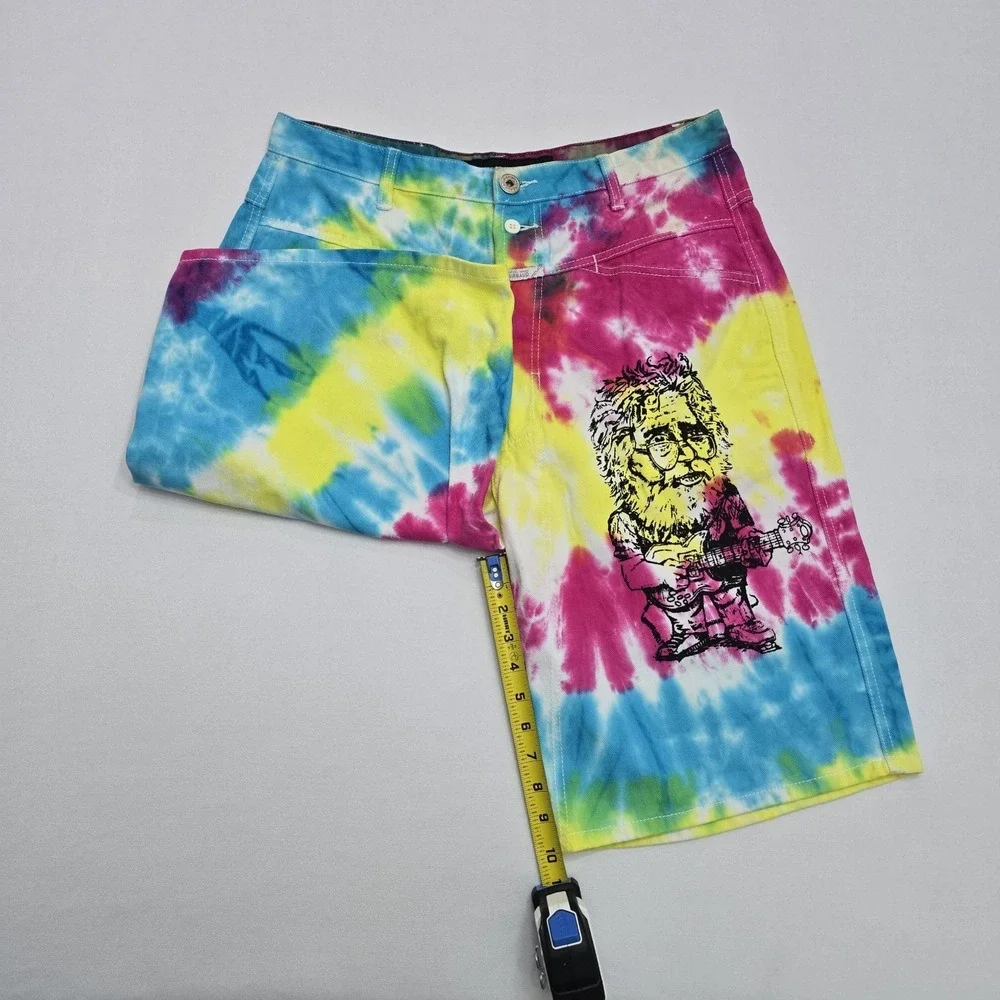 Marithe Francois Girbaud BLU Y2K Tie Dye Graphic Denim Shorts Vintage Mens 34 - Picture 10 of 12